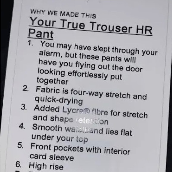 Lululemon Your True Trouser HR Dress Pant - Picture 7 of 12